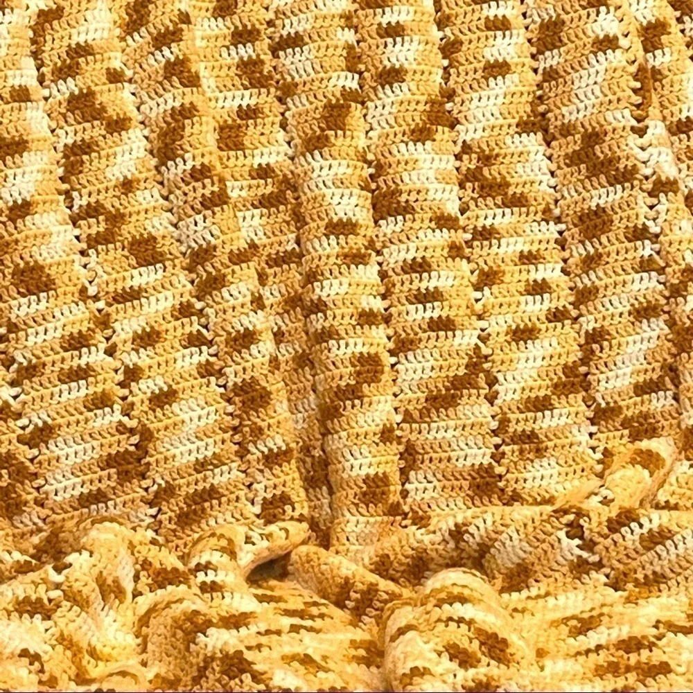Vintage Handmade Crochet Afghan Throw Blanket 96” x 70”Multicolor Chunky Large